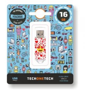 Pendrive 16GB Tech One Tech Emojis Coração Olhos USB 2.0 TEC4502-16TECH ONE TECH