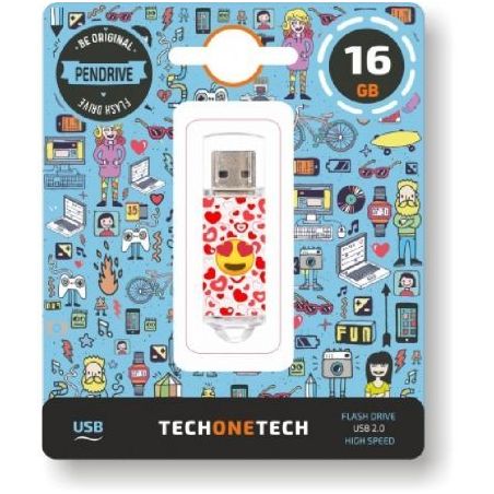 Pendrive 16GB Tech One Tech Emojis Heart Eyes USB 2.0 TEC4502-16TECH ONE TECH