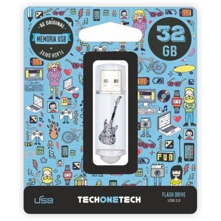 Pendrive 32GB Tech One Tech Crazy Black Guitar USB 2.0 TEC4006-32TECH ONE TECH