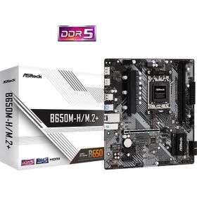 ASROCK Placa Base AMD B650|SAM5|Micro-ATX|Memoria DDR5|Ranuras de memoria 2  B650M-H/M.2+ASROCK